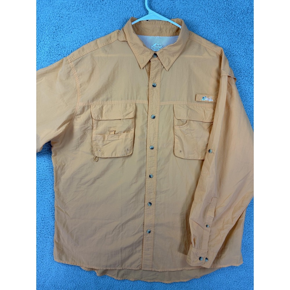 World Wide Sportsman Shirt Mens 2XL Orange Nylon Fishing Outdoor Vented Pockets